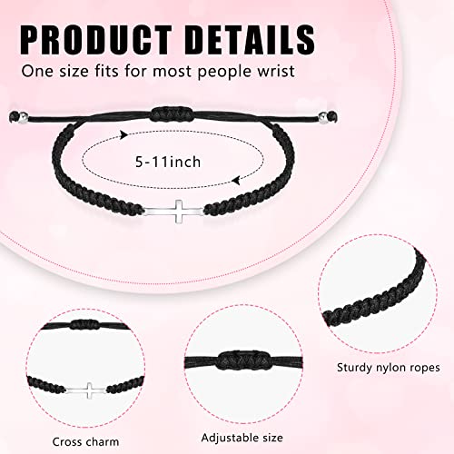 Sasylvia 100 Pcs Cross Bracelets Bulk Adjustable Christian Braided String Bracelets for Easter Graduation, Christian gift for Men, Women, Baptism, Church, Funerals, Friendship2