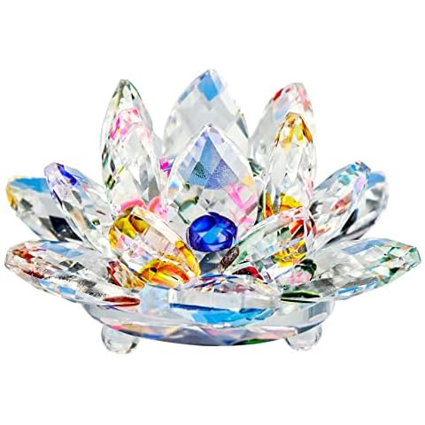 Cisolen Lotus Crystal Glass Lotus Flower Crystal Glass Lotus Flower Lotus Flower Ornaments Home Accessories Craft Wedding Decoration Cover