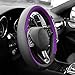 FH Group Geometric Chic Microfiber Leather Steering Wheel Cover – Universal Fit for Cars & SUVs Purple