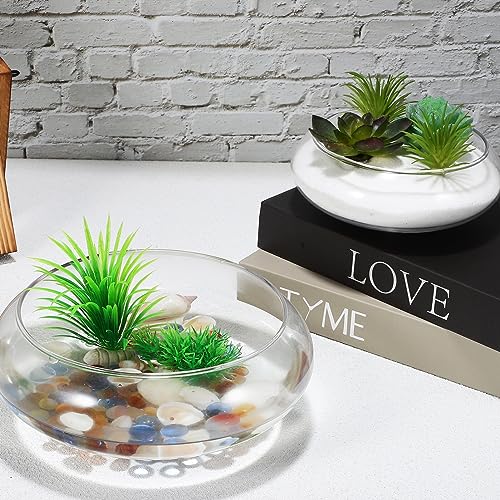 Mipcase 1042RNJY17F Glass Fish Bowl Vase, 2 Pcs Clear Bubble Bowl Terrarium Succulent Hydroponic Planter Floral Container Floating Candle Stand Candy Fruit Dish thumb #4