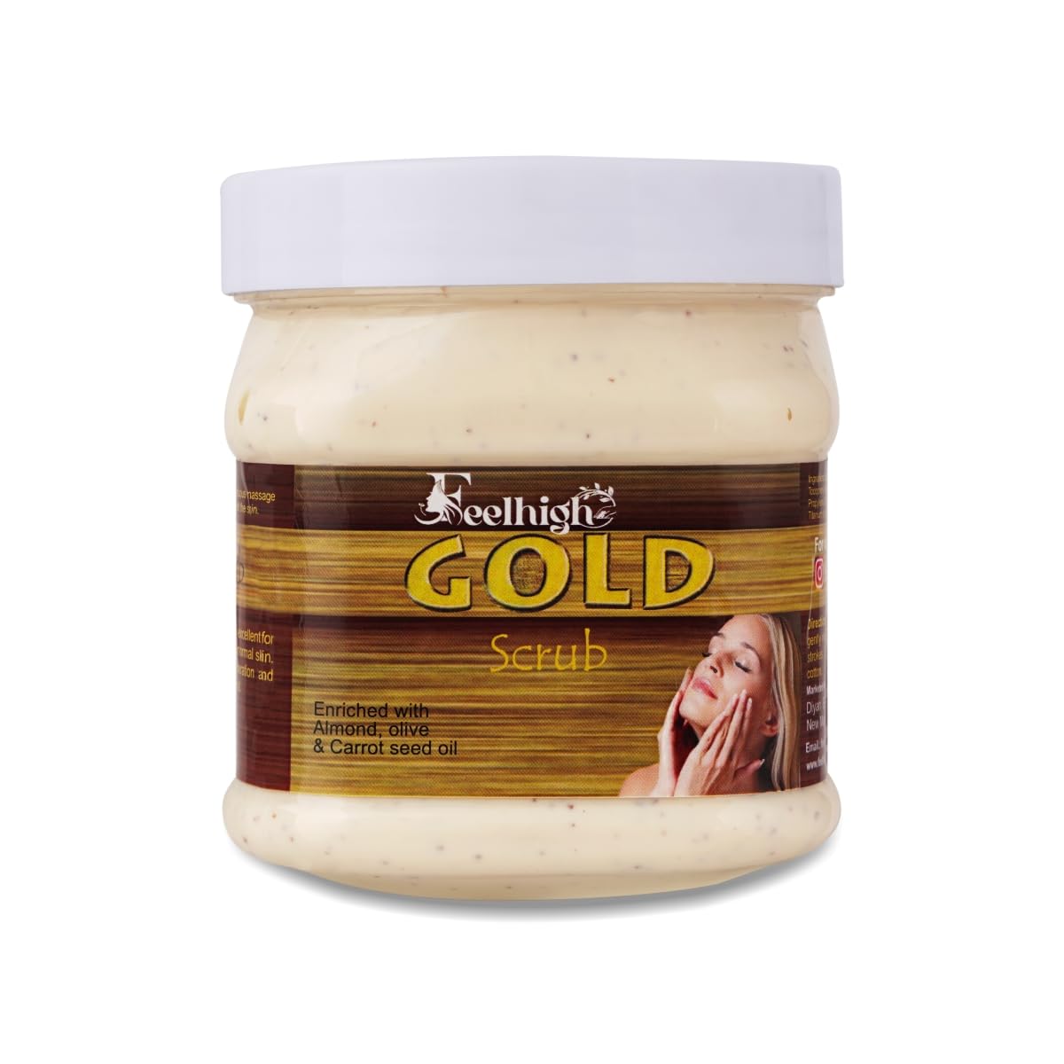 Face & Body Feelhigh Gold Scrub Enriched with Almond, Olive And Carrot seeds Oil Helps to Glowing Skin Brightening 500ml Skin Care Products Men And Women-image-27