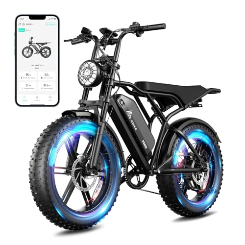 TST Electric Bike for Adults, 1500W Peak Motor Ebike with 48V 15Ah Built-in Battery, 60 Miles Range 28 MPH Electric Bicycle, 20" Fat Tire E Bike with Rear Seat 7Speeds Black