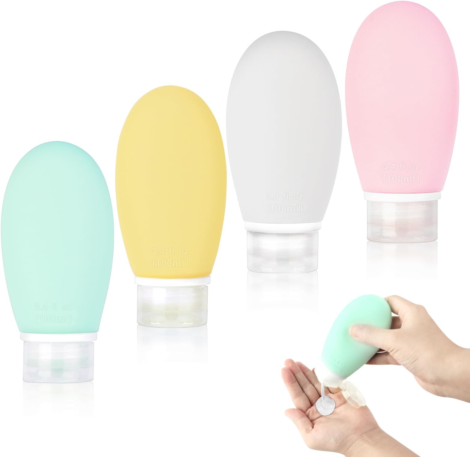 Set 4 Bottiglie Da Viaggio In Silicone 100ml - Senza BPA, Ideali Per Shampoo E Cosmetici - Foto 5