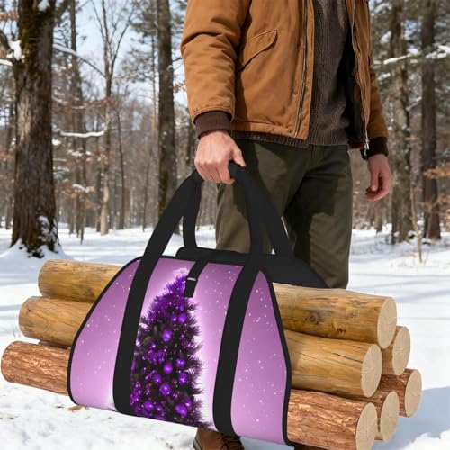 Sac en toile pour bois de chauffage très résistant avec motif violet haut de gamme