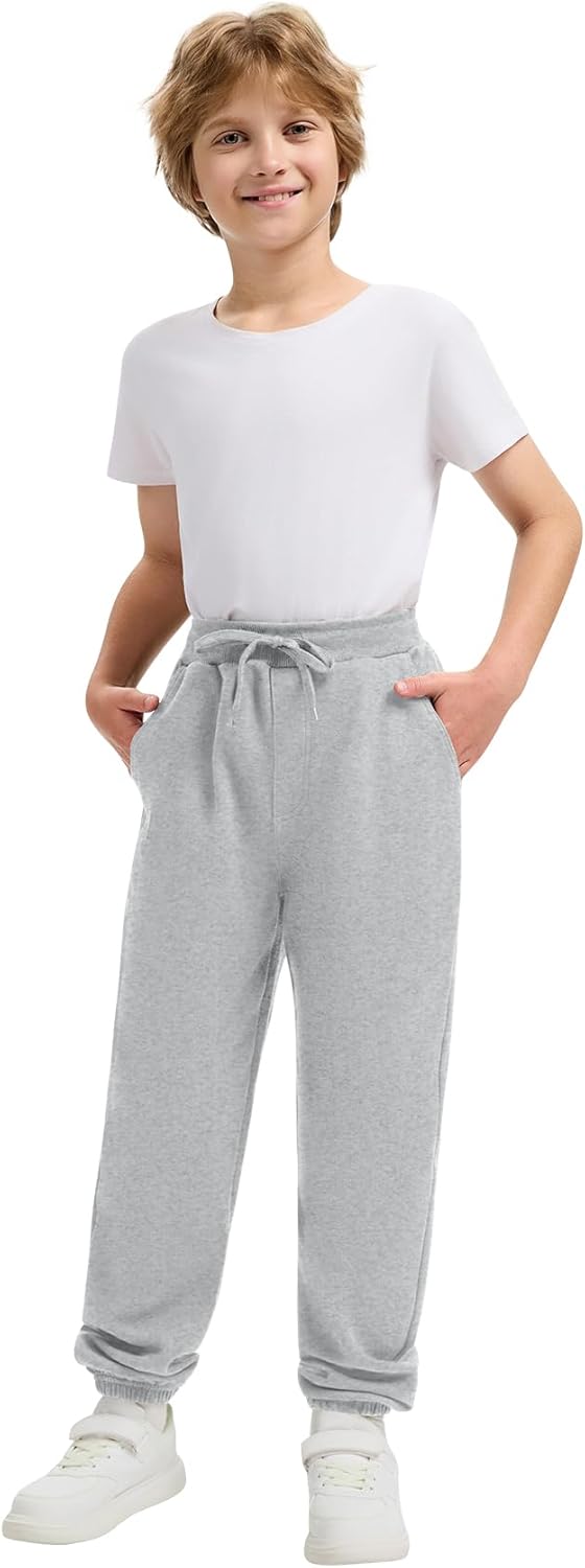 Kissonic 3 Pack Boys Girls Sweatpants Active Joggers Kids Elastic Waist Athletic Jogger Pants with Pockets Drawstring - Image 2