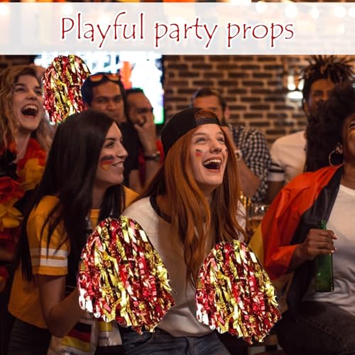 CONEHOY 70 Pcs Cheerleading Pom Poms Bulk with Baton Handle Cheering Squad Plastic Metallic Foil Pom for Dancing Basketball Club Game Team Spirit Sports