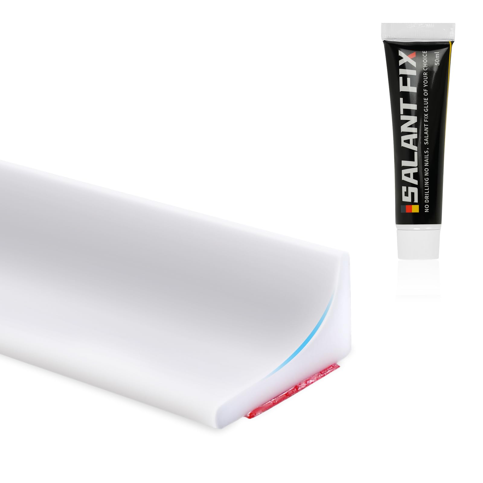 Flintronic Autoadesiva Silicone Doccia Barriera, 300CM Pieghevole Bagno Acqua Barriera, Soglia Doccia, Guarnizioni Doccia, Bordo Doccia, Striscia di Ritenzione Idrica Della Soglia Del Bagno(Bianco)