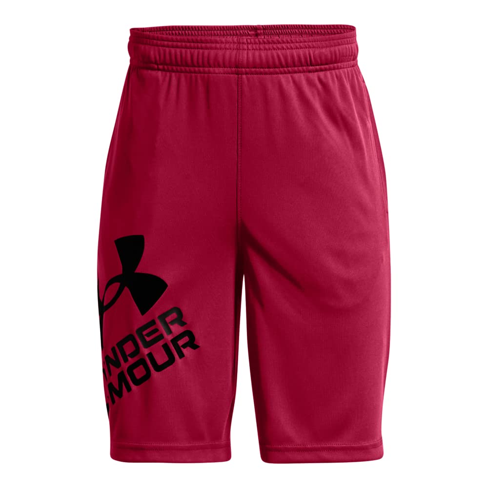 Under Armour Boys' Prototype 2.0 Logo Shorts , Black Rose (664)/Blaze Orange , Youth Large