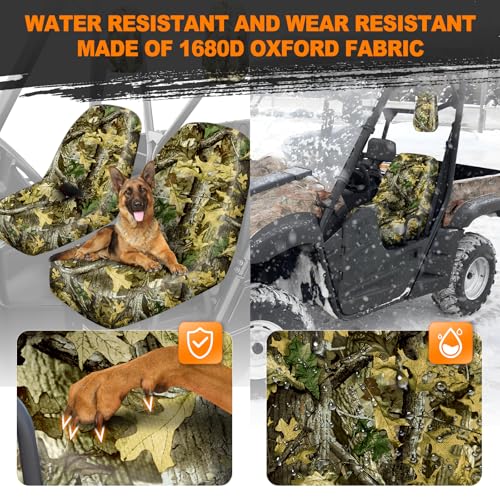 Image of BORDAN UTV Seat Cover Camo, Waterproof Seat Cover Set for 2004-2021 Yamaha Rhino 700 660 450, Heavy Duty 1680D Full Protection Outdoor Camo Cover Set(2 PCS)