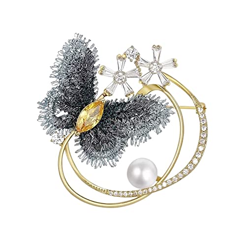 Broche papillon haut de gamme en strass pour sublimer un châle ou une veste féminine chic