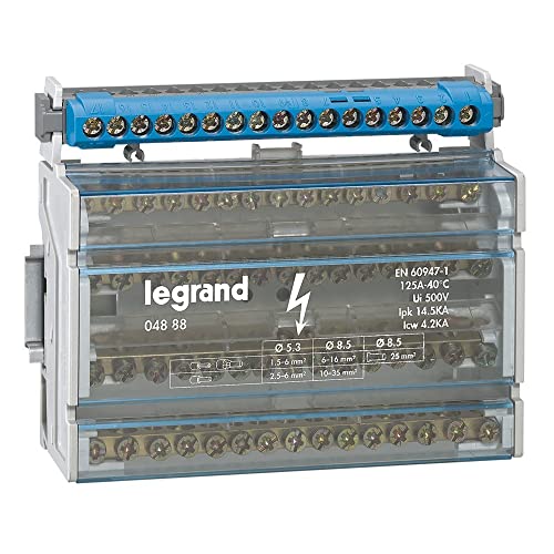 Répartiteur monobloc 4P 125A à 15 connexions pour tableau électrique