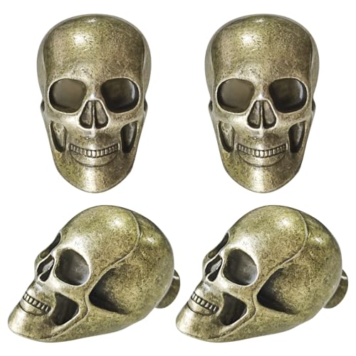BAMI-LEE House Vintage Skull Cabinet Knob,4 Piece Furniture Cabinet Handle for Kitchen Dresser Cupboard Wardrobe with Screws (Bronze) by BAMI-LEE House - Used condition - US$9.25