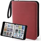 💖 PRODUKTSPEZIFIKATION: Der einzige Inhaber einer roten Weinkarte auf dem Markt, Kartenbinder aus mattem Leder mit einer Kapazität von 720 Karten, 40 Seiten, doppelseitig, 18 Taschen pro Seite, 3-Ring-Binderclip mit eingewickeltem Leder, Maße 13,2 Zoll Länge x 10,4 Zoll Breite x 1,97 Zoll Höhe ( 33,5 * 26,5 * 5 cm), Karte nicht enthalten;