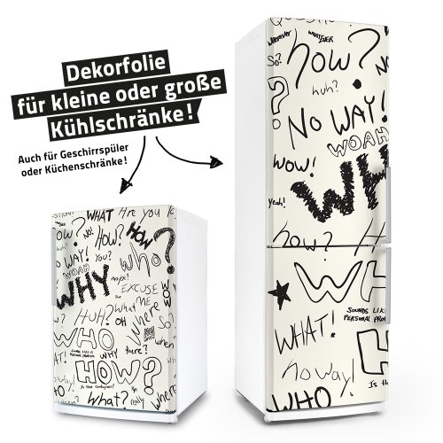 posterdeluxe Kühlschrank- & Spülmaschinen-Aufkleber - Question - Geschirrspüler Folie Sticker Dekorfolie Möbelfolie Klebefolie