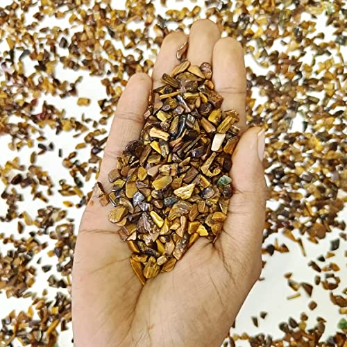 Image of Healing Crystal Chips for Vastu Natural Tigers Eye Chips Stone 250 Gm Tigers Eye Crystal Stone Chips Dust Raw Rough Stone For Reiki Healing Meditation