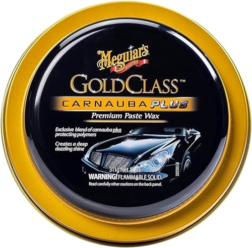 Image of Meguiars Gold Class Carnuba car Paste Wax (325 ml), Luxurious carnuba Polymer Blend, Long Lasting Paint Protection Brillint Shine and deep Reflections Free applicator pad