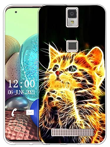 Sunrive Hülle Kompatibel mit Elephone P8000 Silikon, Transparent Handyhülle Schutzhülle Etui Hülle (X Katze)+Gratis Universal Eingabestift MEHRWEG