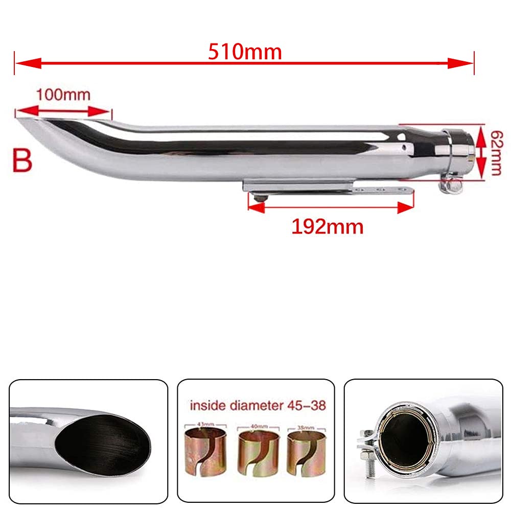 PACEWALKER Chrome 1 Pair Motorcycles Slash Cut Exhaust Muffler