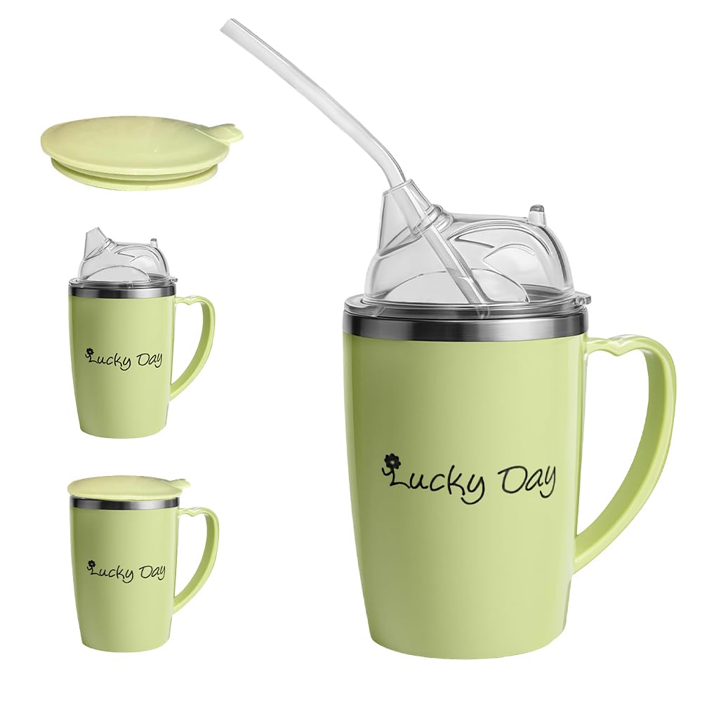 Adult Sippy Cups for The Elderly Non Spill, 3 in 1 Sippy Cup for Adults, 350ml Anti Choke Spill Proof Cups with Lid and 30cm Straw, Beakers for Elderly for Disabled Adults Drinking Aids-image-22