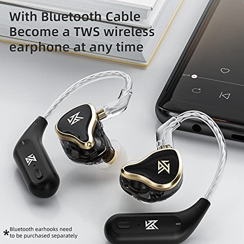 Image of KZ ZAS 7BA+1DD in Ear Headphones, 3.5mm Jack Clear Full-Range IEM | HiFi Deep Bass Sound Isolation Earphone Secure Fit Professional Hybrid Drivers In Ear Monitor for Musicians (Nomic, Black)