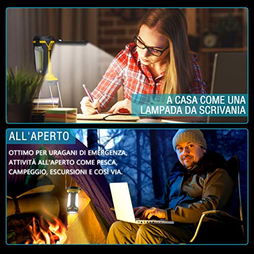 Tesecu Lanterna da Campeggio Torcia Lanterna LED 3 in 1, 8 Modalità di Illuminazione, Lampada Ricaricabile USB Portatile… - immagine 7