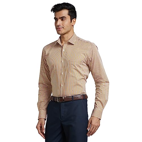 Image of Park Avenue Men Cotton Checkered Slim Fit Shirt