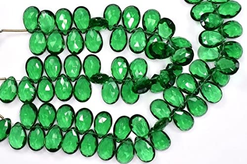 Tsavorite Green Quartz Faceted Pear Briolette pour des colliers de soirées d'été