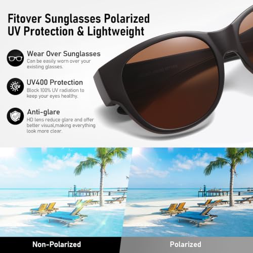 Image of HAOLOTA Fit Over Glasses Sunglasses for Women Polarized