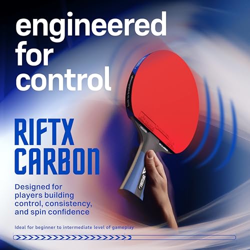 Image of RiftX Carbon ITTF Approved Table Tennis Racquet | Russian Basswood Blade with Carbon Layers & Kiri Core | Ergonomic Handle TT Bat | Controlled Attack + Spin Rubber | Table Tennis Racket