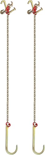 Miniatura 8 de VEVOR Cadena de gancho en J, cadena de remolque de brida de 5/16 pulgadas x 10 pies, cadena de transporte de brida G80 con 2 ganchos G70 J, ganchos