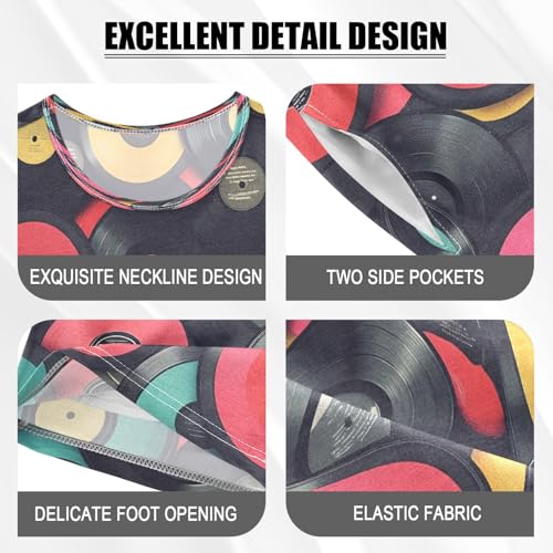 ALAZA Colorful Vinyl Music Records Pajamas Set Short Sleeve Cotton Sleepwear Summer Pjs 2 Piece 5-14Y4