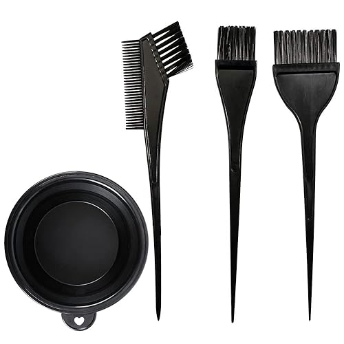 Juego de brochas y cuencos de color para el cabello, 4 piezas de pinceles de color para mezclar, peine de tinte para aplicar tinte de cabello