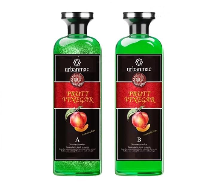 URBANMAC Fruit Vinegar Hair Dye Color for Both Men, Women, Natural & Ammonia Free Color Dye (Black) (250X2) ml