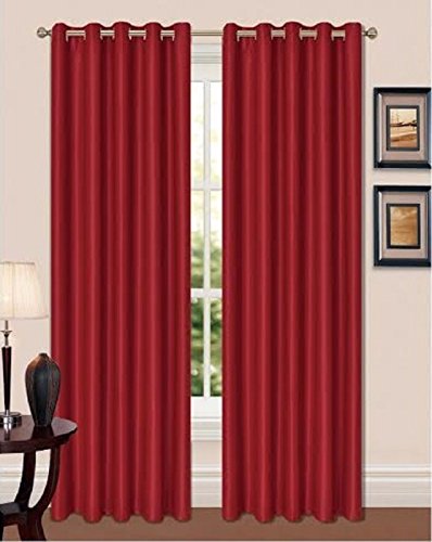 Artistic Fashionista Limited Luxurious Quality THERMAL BLACKOUT EYELET CURTAINS Readymade Fully Lined Ring Top (66 x 54, Red)