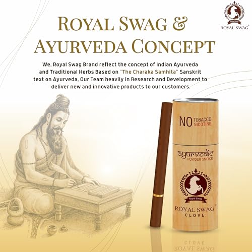 Image of ROYAL SWAG Herbal Cigarettes 100% Tobacco Free and Nicotine Free Clove Crush with Ayurvedic Herbs Flavoured - Pack of 15 Sticks