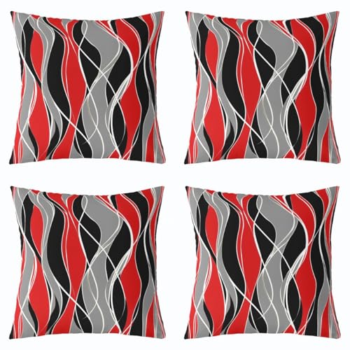 �􉽊w�͗l �X�g���C�v �N�b�V�����J�o�[ 18x18�C���` 4���Z�b�g �W�I���g�� ���b�h �u���b�N �O���[ �X�g���C�v ���J�o�[ �\�t�@ �J�E�`�p �J���t���ȃ��C�� �N�b�V�����J�o�[ ���_�� ���ۃA�[�g ���� �����` �s���[�P�[�X