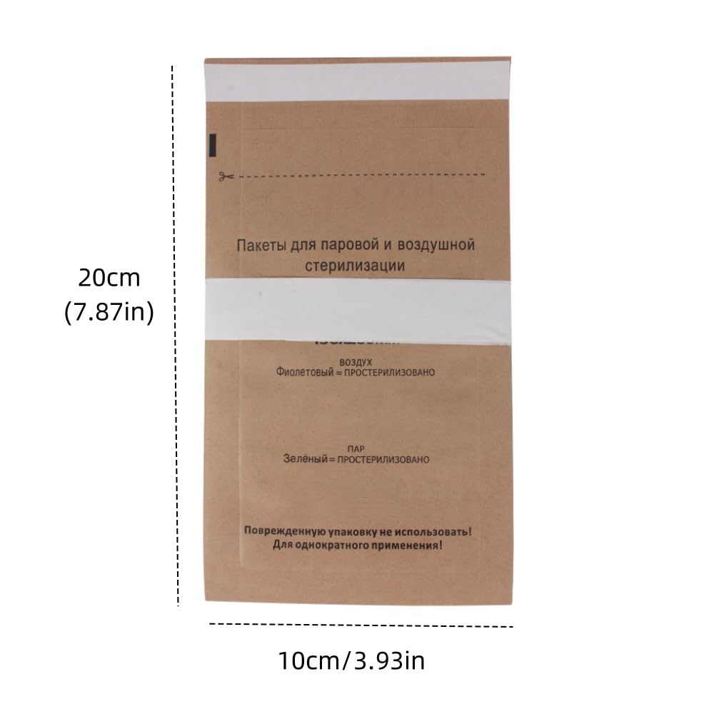 100 Pcs Self Sealing Cleaning Pouch, Professional Disposable Cleaning Paper Bags for Oral Cavity Beauty, Encapsulating Dental Tools and Nail Art Supplies (100 * 200mm/ 3.9 * 7.9in)