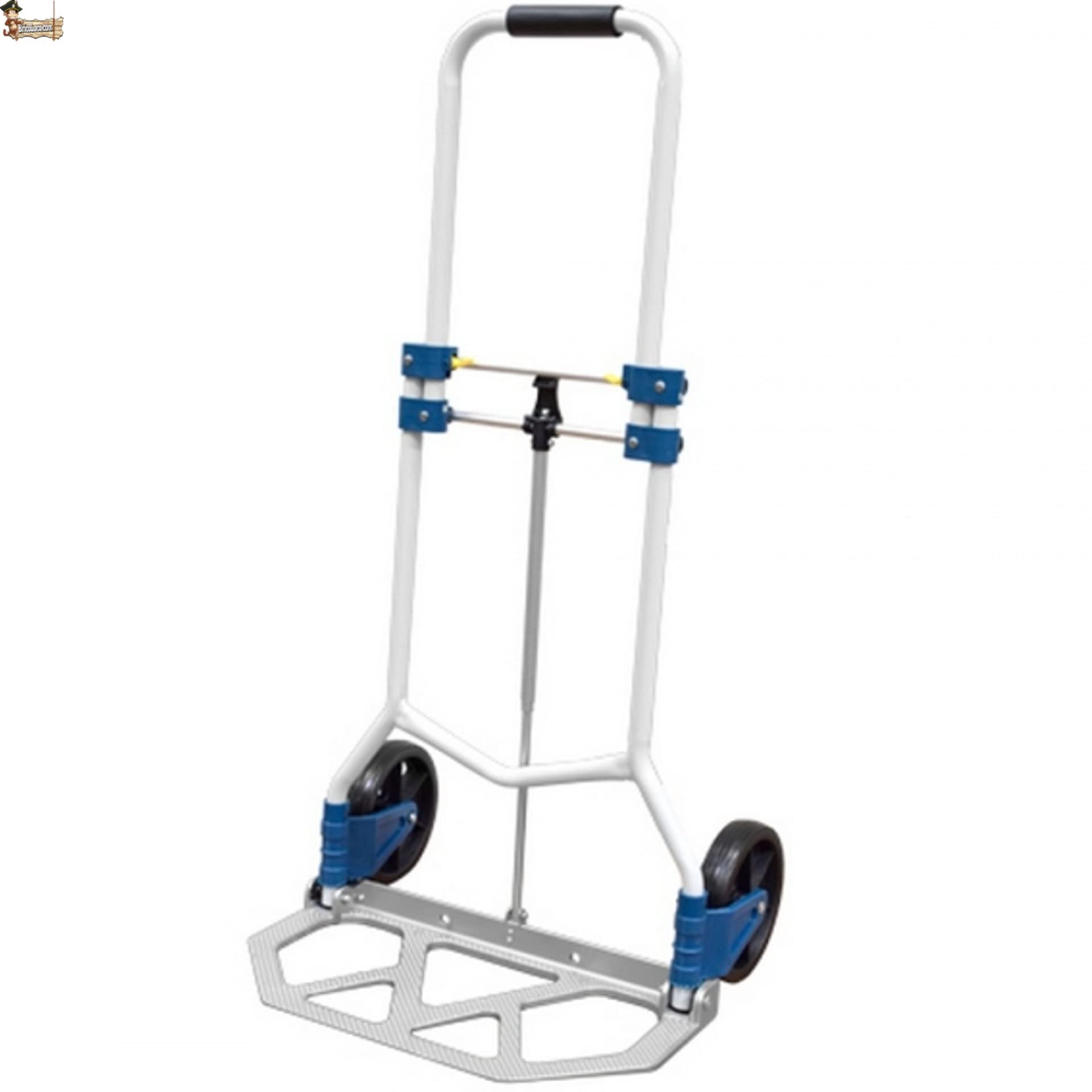 BricoLoco.com Carretilla Plegable de Mano para Transporte de hasta 90 kgs. Carro con Plataforma, asa y Ruedas Plegables. Altura Regulable. Fabricada en Aluminio. Ligera