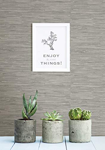 Nuwallpaper Nu2276 Tibetan Grass Cloth Peel And Stick Wallpaper, 20.5" , Gray #TOP4