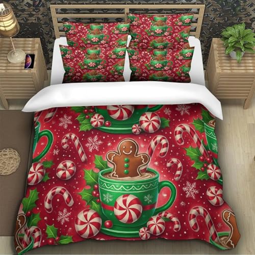Housse de Couette de Noël 135x200 cadeau idéal lit simple microfibre douce