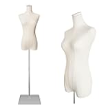 EaseHome Dress Form Mannequin Body, Female Mannequin Torso with Detachable Silvery Metal Stand and Rectangular Base for Clothing Dress Jewelry Display, Adjustable Height 50”-70” Beige Body