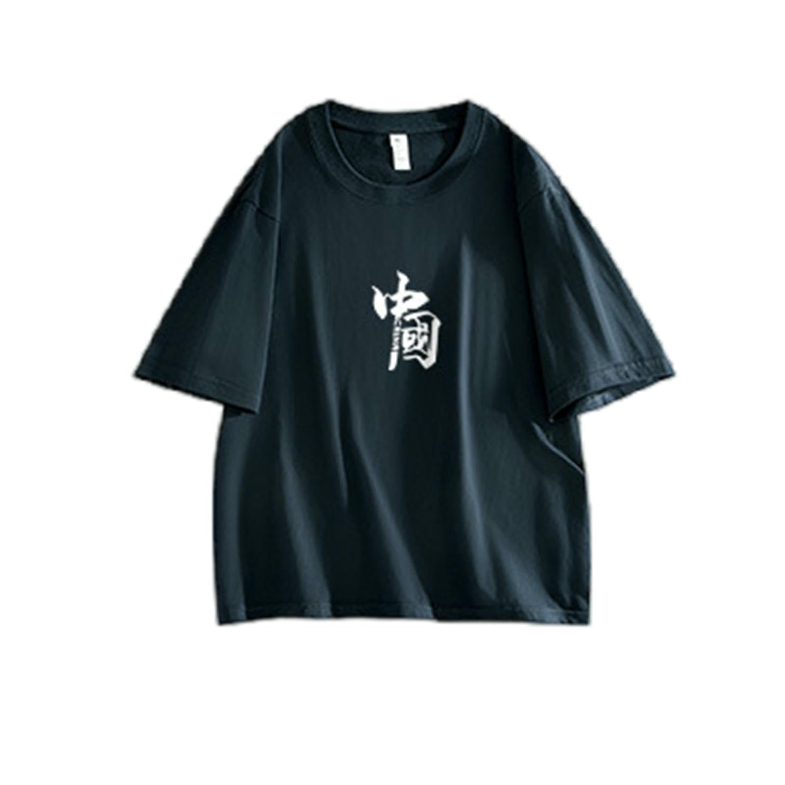 Maglietta Uomo T-Shirt di Cotone A Maniche Corte per Uomini per Estate, Morbida, Sciolta, Confortevole, Traspirante, Assorbente, Pullover, Grandi Dimensioni-blu-3xl