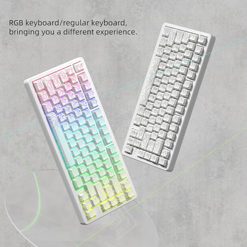 Image of dagaladoo Double Shot PBT keycaps 119 Keys Set White Topographic Shine Through Custom keycaps Cherry Profile Custom Keyboard Key caps for 60 /65 /75 /TKL /96 /100% US Layout Mechanical Keyboard