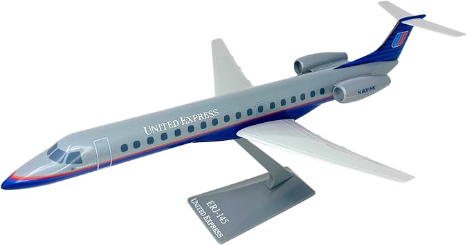 United Express 93-04 RJ145 1100 Scale - Plastic Snap-Fit Model Airplane - Collectible Replica of United Express Airlines Aircraft - Part# AEM-14500C-003