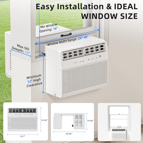 Image of Antarctic Star 12,000 BTU U-Shaped Air Conditioner Window Unit Cools up to 550 Sq.ft, Ultra Quiet Window Air Conditioner with Full Window View, Energy Saving Window AC Units, Easy to install, White