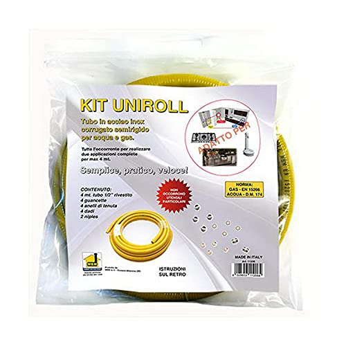 Tubo flessibile gas KIT 4 mt 3/4" acciaio inox con 4 raccordi femmina autocartellanti