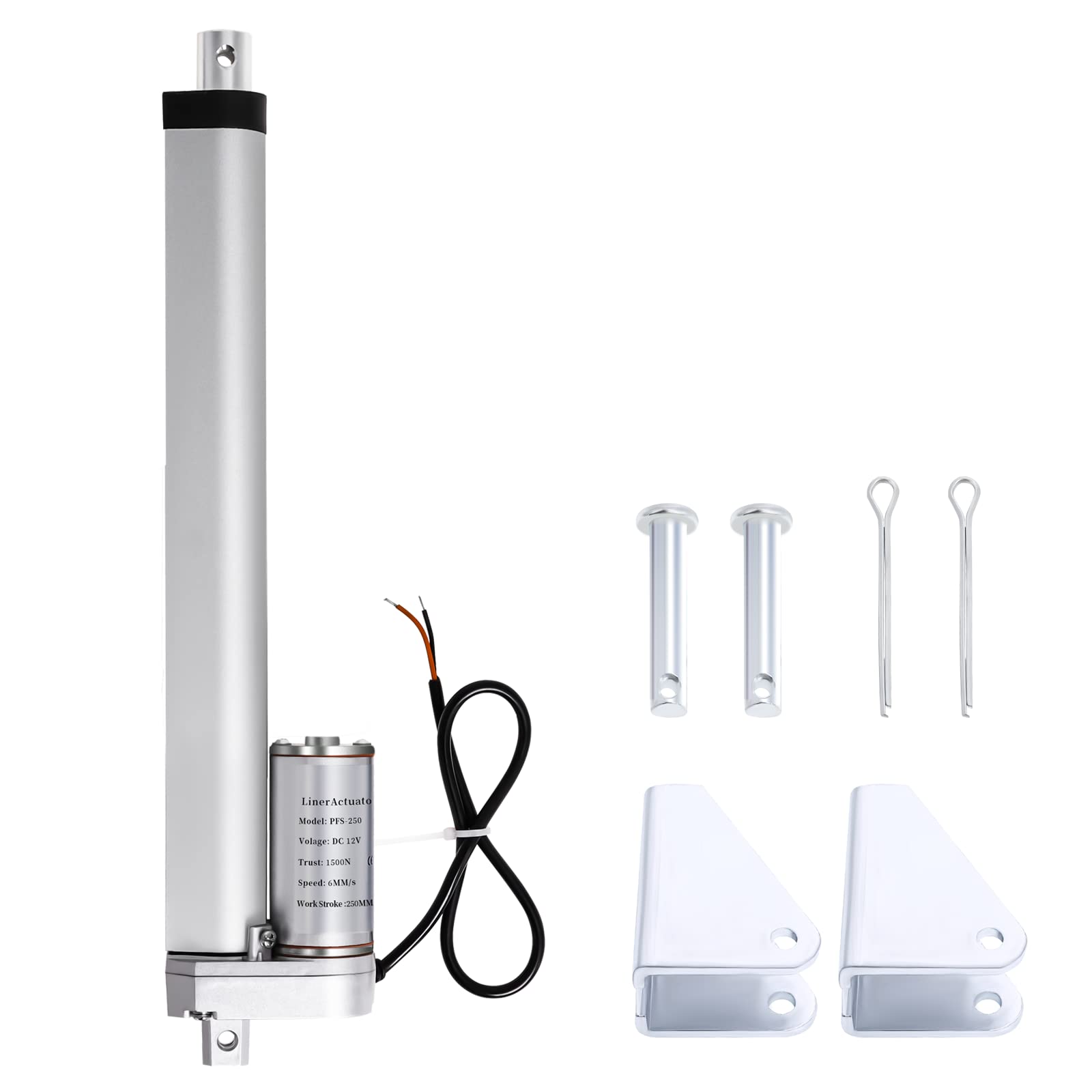 Stroke Linear Actuator DC 12V 10-inch 1500N/330lbs 250mm Multi-Function&Waterproof Solar Tracker Linear Electric Actuator for Recliner Massage Bed Solar Tracker Lawn Tractor Snowblowe