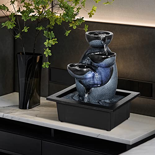 WICHEMI Tabletop Fountain Waterfall Fountain Indoor