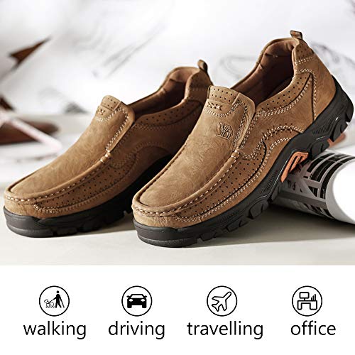 CAMEL CROWN Mens Loafers Slip On Loafer Leather Casual Walking Shoes Comfortable for Work Office Dress Outdoor