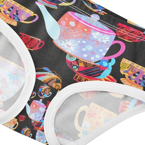 Colorful Teacups Teapots Floral Toddler Girls's Underwear 2T 202c12474